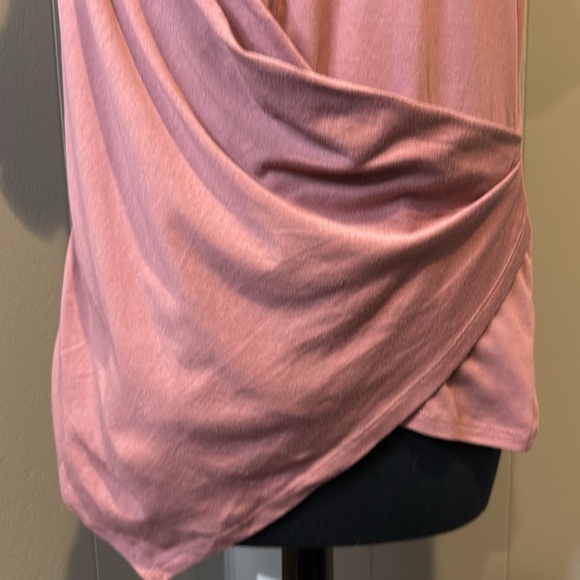 Nine West Women's Medium Blouse Pink Short Sleeve Layered Wrap Front - Picture 2 of 5